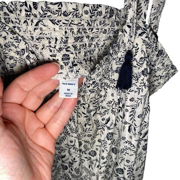 Old Navy Dress Womens Medium White And Black Floral Shift Sleeveless Summer NEW - Picture 7 of 9